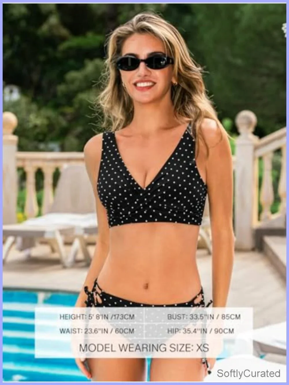 Wrap Front Bikini Set with Lace Up Back, Removable Pads, Adjustable Ties